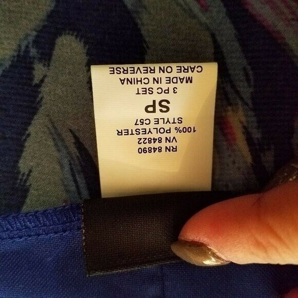 Salon Studio Womens Sz SP Blue Pink Geometric Long Sleeve Cardigan - Picture 4 of 9